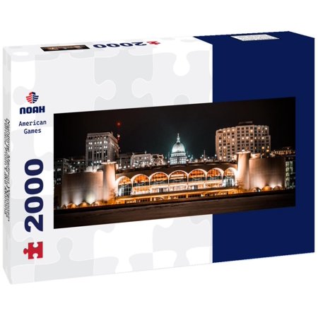Noah Jigsaw Puzzle Nighttime Madison Wisconsin Capitol Building and Monona Terrace From Lake Monona panorama 2000 pieces