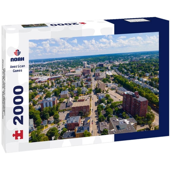 Noah Jigsaw Puzzle Quincy historic downtown aerial view on Hancock Street in Quincy, Massachusetts MA, USA 2000 pieces