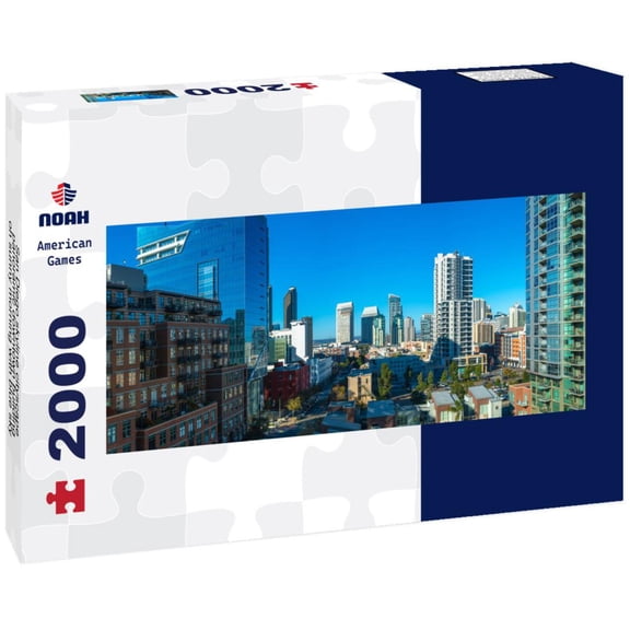 Noah Jigsaw Puzzle San Diego skyline cityscape, panoramic downtown building on sunny morning with blue sky in Southern California, USA panorama 2000 pieces