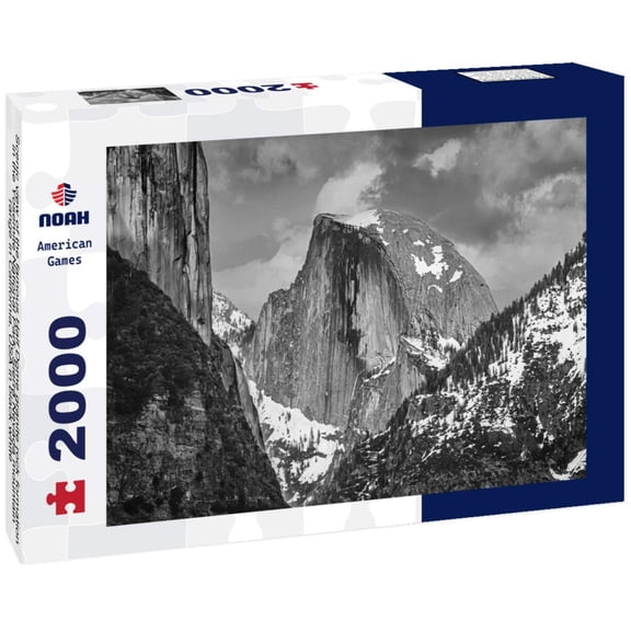 Noah Jigsaw Puzzle Scenic view of the famous Half Dome granite rock formation in the Yosemite National Park, Sierra Nevada mountain range in California, USA in black white 2000 pieces