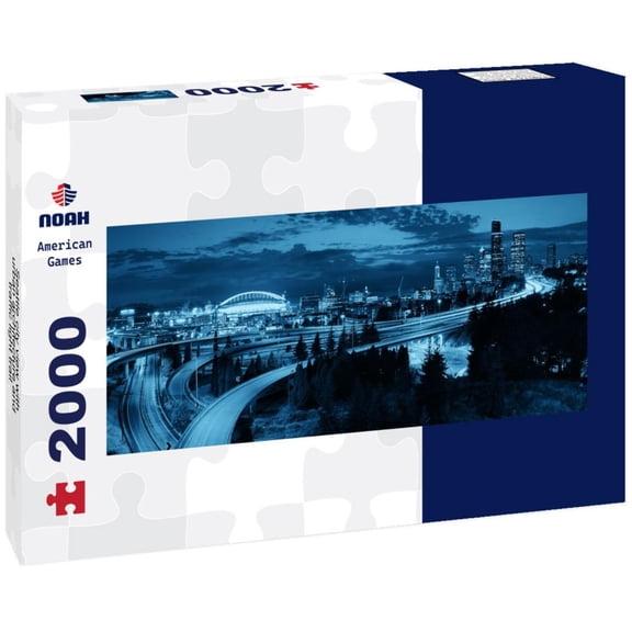 Noah Jigsaw Puzzle Seattle city view with urban architecture and traffic light trail panorama 2000 pieces