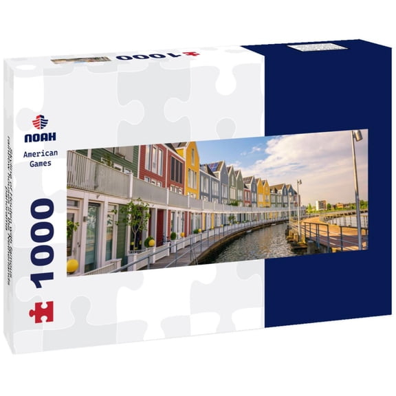 Noah Jigsaw Puzzle Skyline of Houten with famous rainbow houses in the Netherlands, panorama Panorama 1000 Pieces