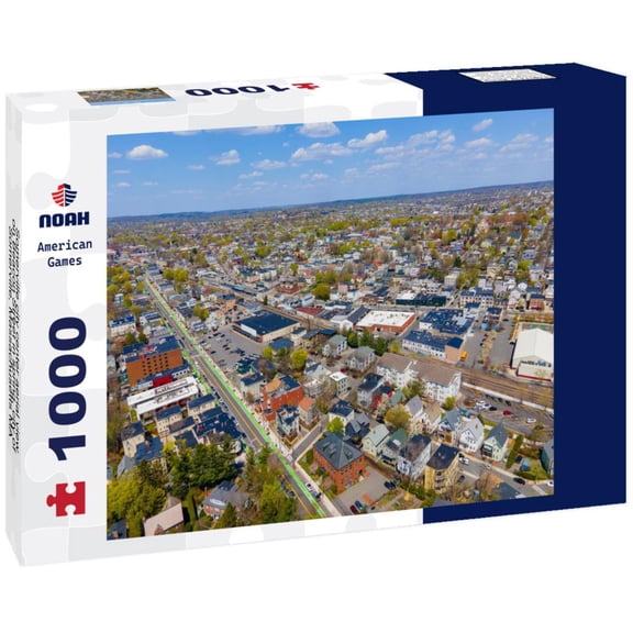Noah Jigsaw Puzzle Somerville city center aerial view on Beacon Street in spring, city of Somerville, Massachusetts MA 1000 pieces