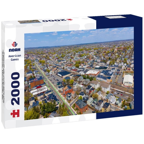 Noah Jigsaw Puzzle Somerville city center aerial view on Beacon Street in spring, city of Somerville, Massachusetts MA 2000 pieces