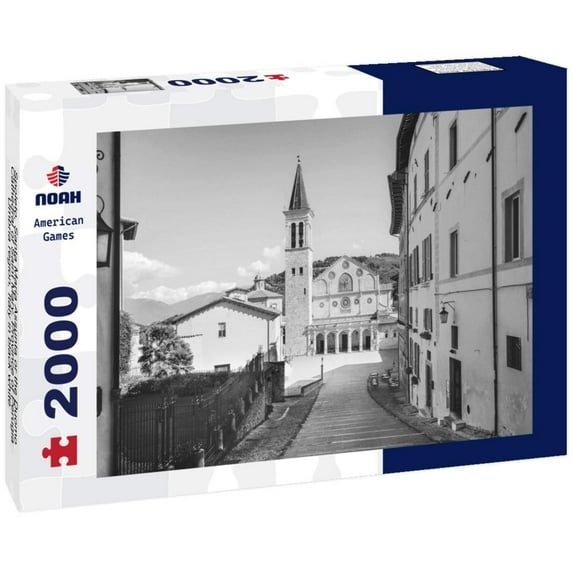 Noah Jigsaw Puzzle Spoleto, Santa Maria Assunta or the Duomo Cathedral of Saint Mary. Province of Perugia, Umbria region, Italy in black white 2000 pieces