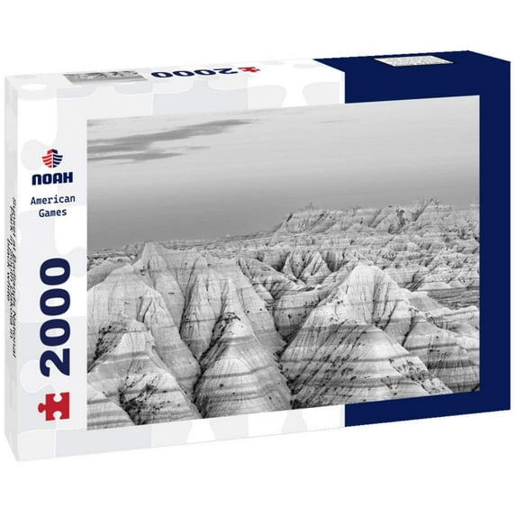 Noah Jigsaw Puzzle Sunset at Badlands National Park in South Dakota in black white 2000 pieces