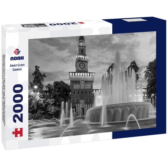 Noah Jigsaw Puzzle Sunset from the Sforza Castle (Castello Sforzesco) in Milan, Italy. Architecture and landmark of Milan in black white 2000 pieces