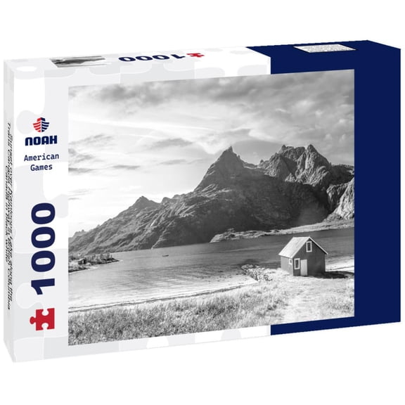 Noah Jigsaw Puzzle Sunset over Kamloops Lake along the Trans Canada Highway in British Columbia, Canada in black white 1000 pieces