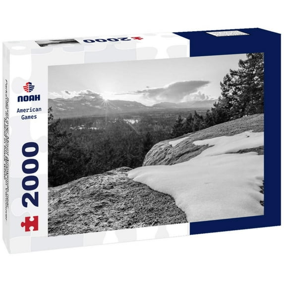 Noah Jigsaw Puzzle Sunset over Mount Arrowsmith near Parksville and Qualicum Beach on Vancouver Island in black white 2000 pieces