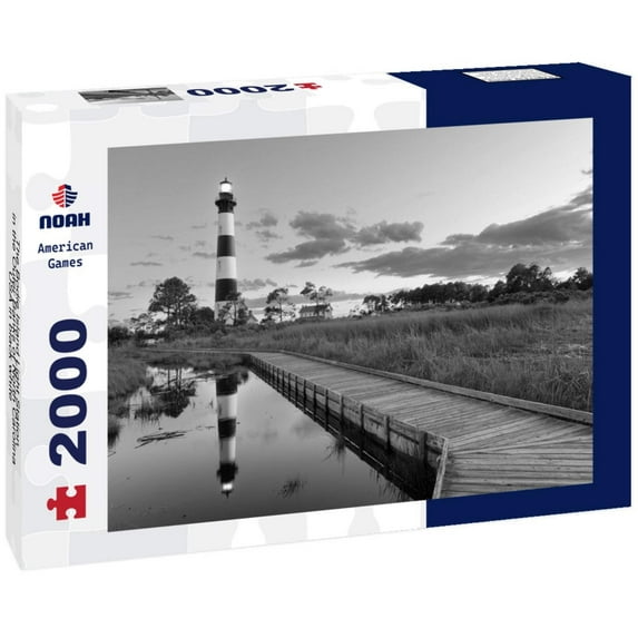 Noah Jigsaw Puzzle The Bodie Island Light Station in the Outer Banks of North Carolina, USA in black white 2000 pieces
