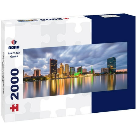 Noah Jigsaw Puzzle Toledo, Ohio, USA downtown skyline on the Maumee River at dusk panorama 2000 pieces