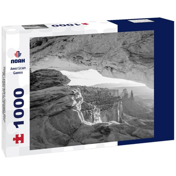 Noah Jigsaw Puzzle Water cascades through Blue Hole Waterfall in Hiawassee, Georgia in black white 1000 pieces