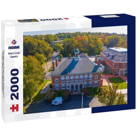 Noah Jigsaw Puzzle Westwood Town Hall aerial view at 580 High Street in historic town center of Westwood, Massachusetts MA, USA 2000 pieces