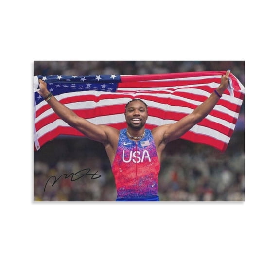 Noah Lyles Signed Poster Artworks Canvas Poster Room Aesthetic Wall Art Prints Home Modern Decor Gifts 24x36inch(60x90cm)