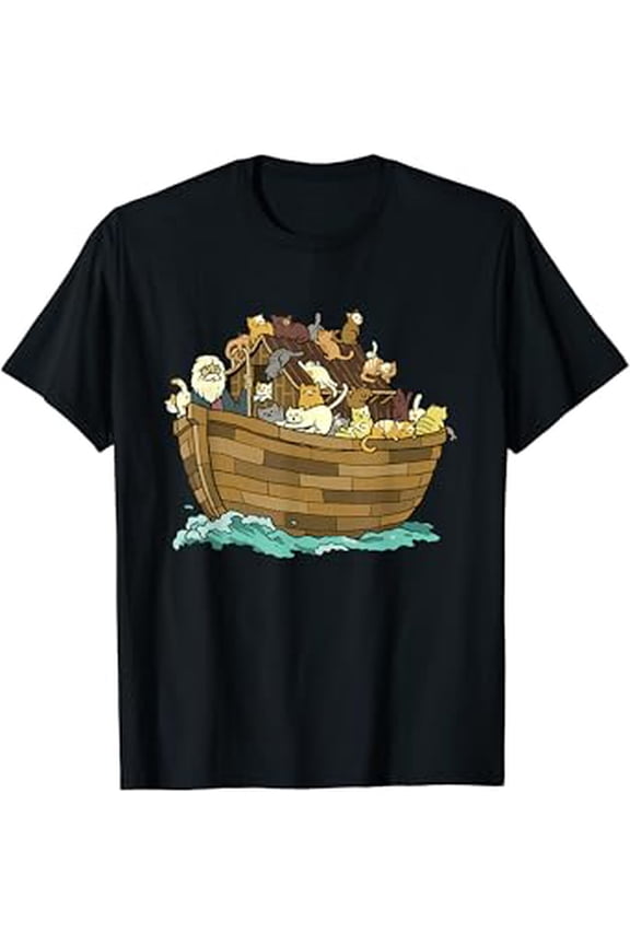 Noah'S Ark Boat Cats Religious Christian Cat Lover T-Shirt