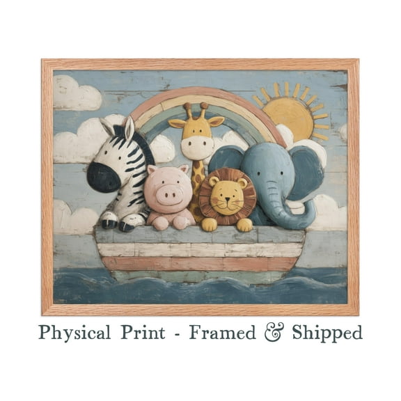 Noah'S Ark Nursery Poster Christian Baby Room Decor Warm Present Vintage UNFRAMED Poster Size 16x24
