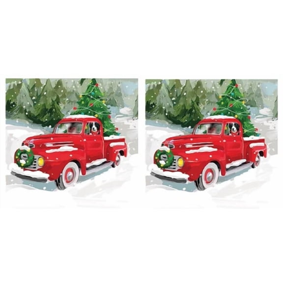 Noah'S Holiday Vintage Red Pickup Beverage Napkins, 2 Packages