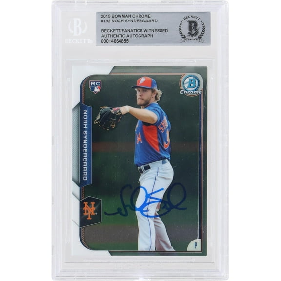 Noah Syndergaard New York Mets Autographed 2015 Bowman Chrome MLB #192 Beckett Fanatics Witnessed Authenticated Rookie Card - Fanatics Authentic Certified
