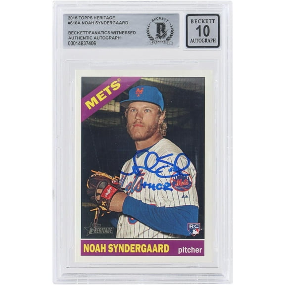 Noah Syndergaard New York Mets Autographed 2015 Topps Heritage MLB Pitching #618 Beckett Fanatics Witnessed Authenticated 10 Rookie Card with "Thor" Inscription - Fanatics Authentic Certified
