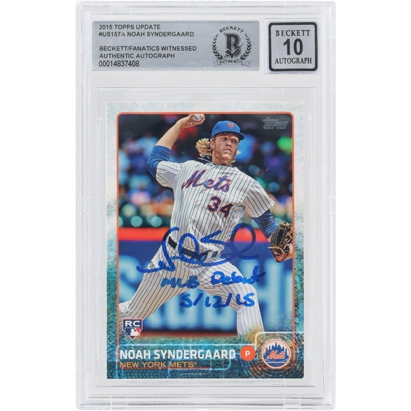 Noah Syndergaard New York Mets Autographed 2015 Topps Update #US157 Beckett Fanatics Witnessed Authenticated 10 Rookie