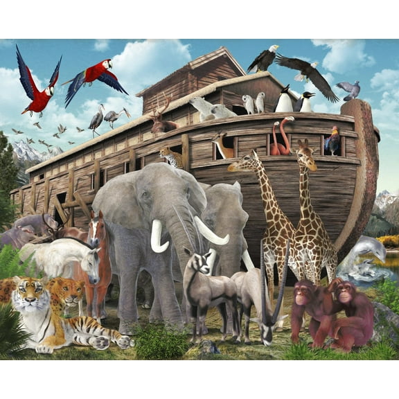 Noah's Ark 35.5" x 45" Cotton Panel Fabric
