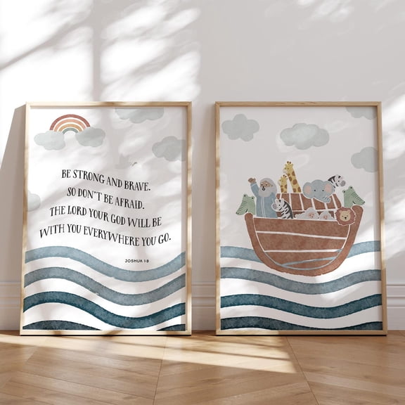 Noah's Ark Bible Story Wall Art Prints Set 2 Unframed Paper Print 8x12
