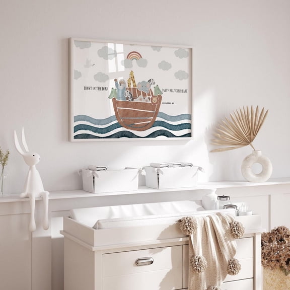 Noah's Ark Bible Verse Print: Christian Room Decor Unframed Paper Print