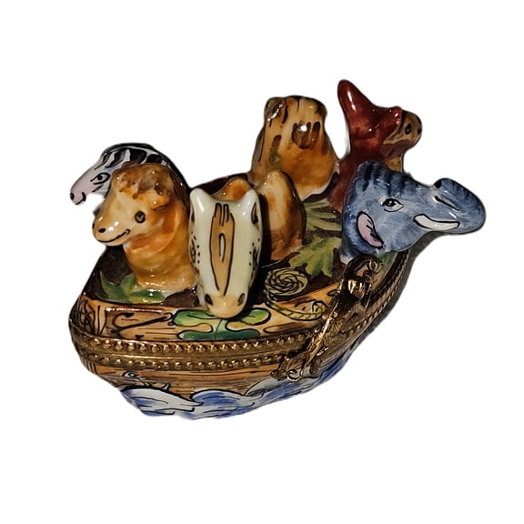 Noah's Ark Limoges Box for Animal Lovers Limoges Box Porcelain Figurine