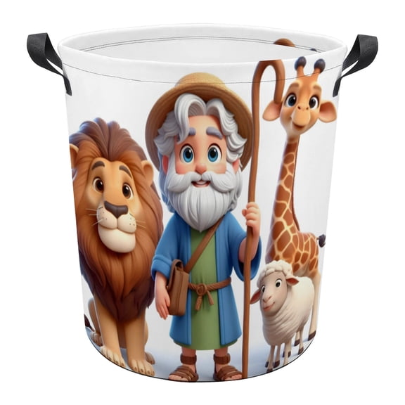 Noah's Ark Pattern Dirty Clothes Basket 14*20 in Waterproof And Wear-resistant Easy To Carry And Portable