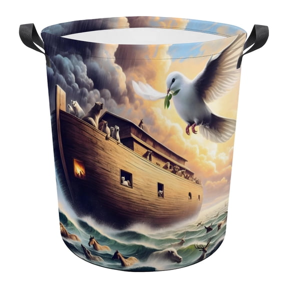 Noah's Ark Pattern Dirty Clothes Basket 14*20 in Waterproof And Wear-resistant Easy To Carry And Portable