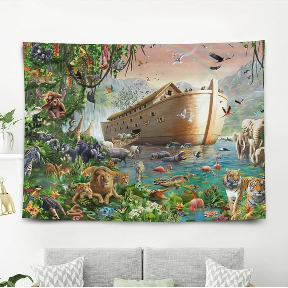 Noah's Ark-Theme Anti-pilling Tapestry Gift Wall Hanging Backdrop for Room Bedroom Girls Fans Background Banner Party Birthday Supplies Decor