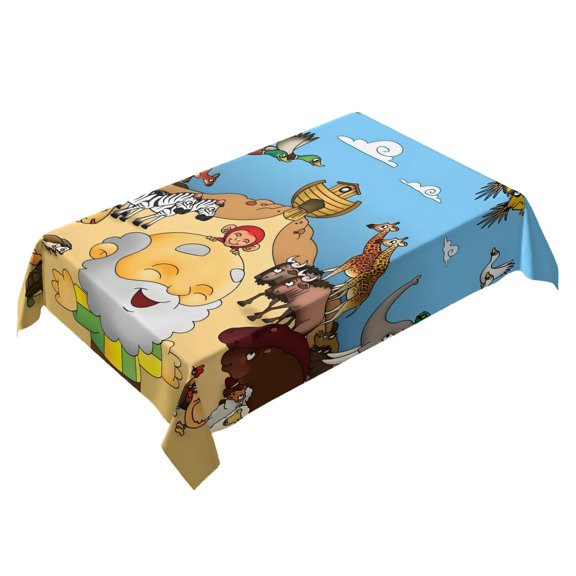 Noah's Ark Themed Square Tablecloth 54 * 72 Inches Durable Stylish