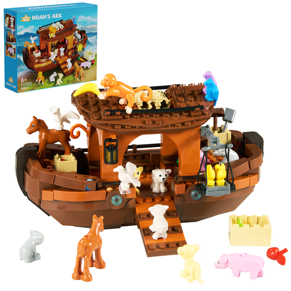 Noah's Ark Toy Animal Playset Noah's Animal House Building Block Kit Early Learning Toy for Kids Boys and Girls
