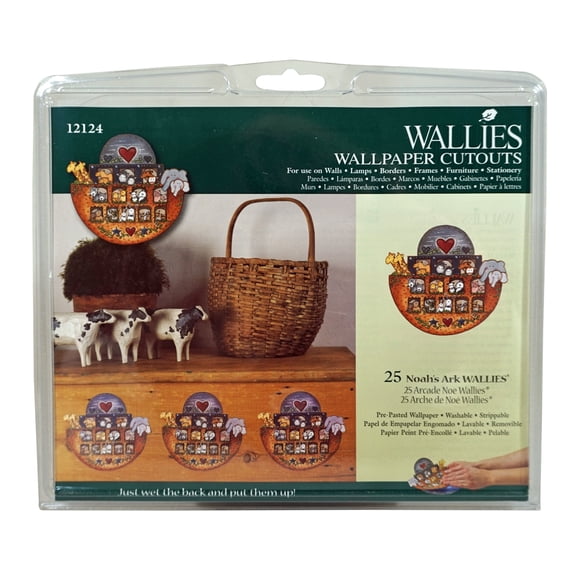 Noah's Ark Wet & Stick Wallpaper Cutouts - Set of 25 for use on walls, lamps, borders, frames, furniture & stationery