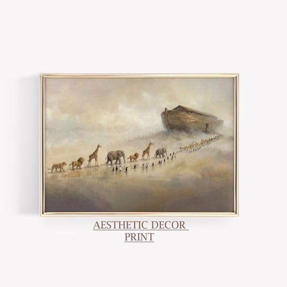 Noah’s Ark With Animals Print, Unframed Paper Poster 8x10in