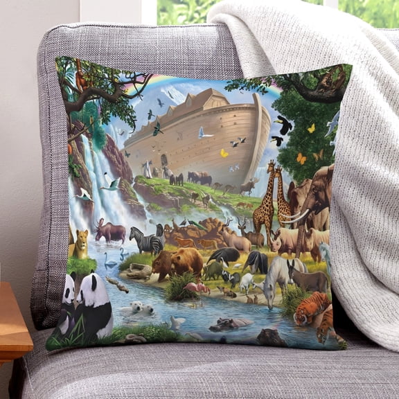 Noah's Ark-themed plush velvet Pillow Cover Case Gifts Pillowcase Home Decorative Throw Cushion Birthday Present Fans Lover