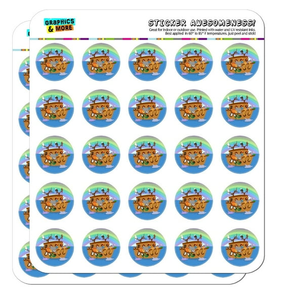 Noah's Ark with Animals 1" Planner Calendar Scrapbooking Crafting Clear Stickers