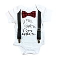 thumbnail image 1 of Noah's Boytique Baby Boy Christmas Outfit Dear Santa I Can Explain Buffalo Plaid Bow Tie With Suspenders 0-3 Months, 1 of 1