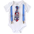 thumbnail image 1 of Noah's Boytique Baby Boy Fourth of July Outfit with Star Tie and Royal Blue Suspenders 3-6 Months, 1 of 3