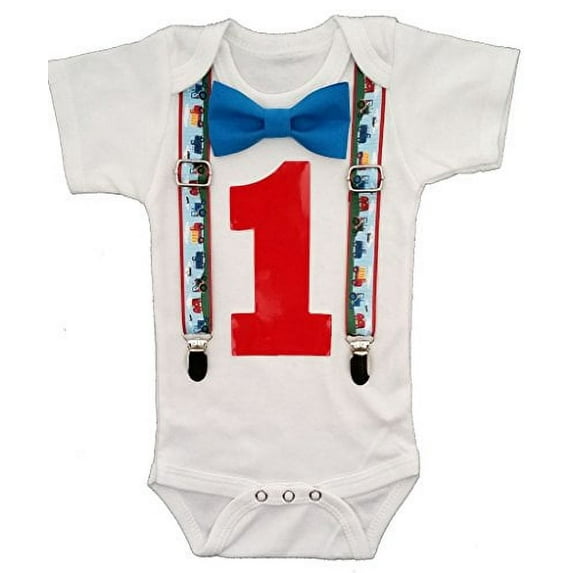 Noah's Boytique Baby Boys First Birthday Construction Theme Party Outfit 12-18 M Blue