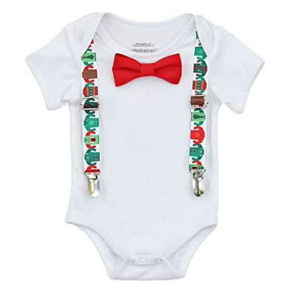Noah's Boytique Baby Boys Ugly Sweater Party Christmas Suspenders Outfit 18-24 Months