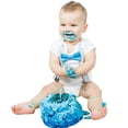 thumbnail image 1 of Noah's Boytique Boys Cake Smash Outfit First Birthday Grey Chevron Bright Blue Bow and NO number One 12-18 Months, 1 of 3