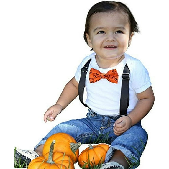 Noah's Boytique Halloween Pumpkin Jack O Lantern Bow Tie Outfit Baby Boy Costume 0-3 Months