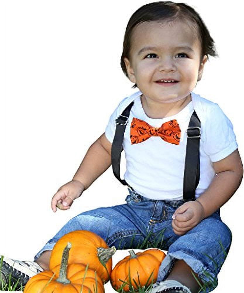 Noah's Boytique Halloween Pumpkin Jack O Lantern Bow Tie Outfit Baby