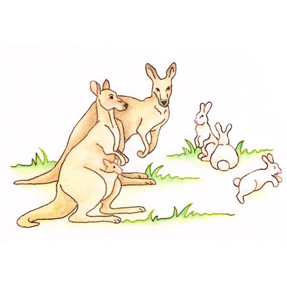 Noah's Journey #2 - Kangaroos and Rabbits Pattern by Crabapple Hill Studio