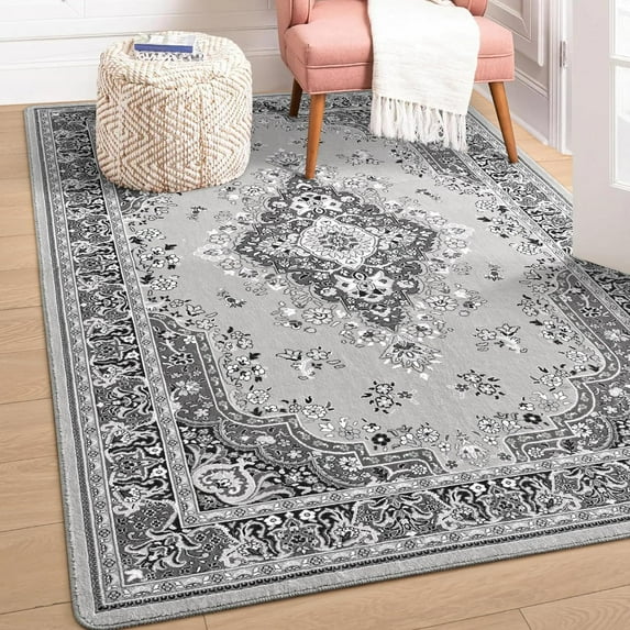 Noahas Area Rug Vintage Pattern Rug for Living Room, Den, Bedroom, Kids Room, Gray, 5' X 7'