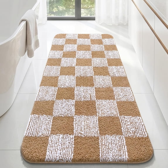 Noahas Checkered Bathroom Runner 48×17 Inch，Brown - Walmart.com