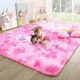 thumbnail image 1 of Noahas Fluffy Area Rug for Living Room Bedroom, 4 x 6 Tie-Dyed Pink Rug Fuzzy Non-Slip Modern Carpet Ultra Soft Faux Fur Rugs for Dorm Kids Room Home Decor, 1 of 7