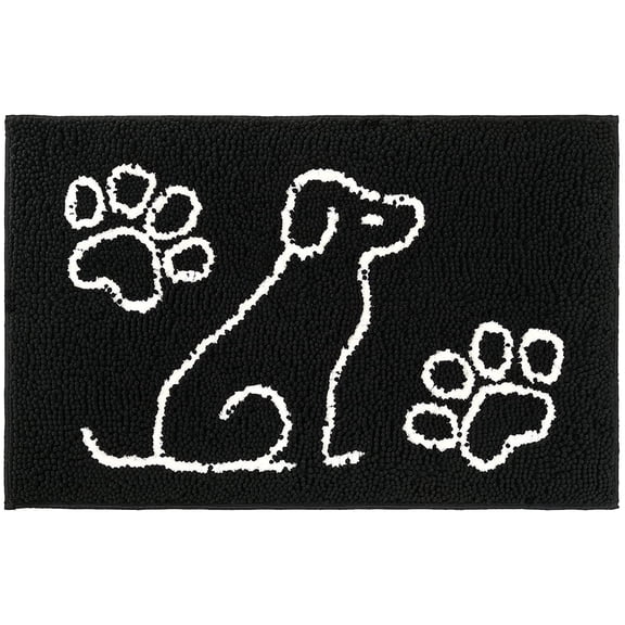 Noahas Indoor Door Mat Entryway Rug Traps Mud and Water, Chenille Doormat for Muddy Shoes and Dog Paws, Machine Washable Doormat, Front Door Mat, Busy Area Dog Rugs for Floors, Entrance, 24x36 Black