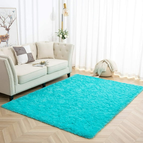 Noahas Luxury Fluffy Rugs Fluffy Carpet For Living Room for Bedroom Home Decor Nursery Rug 5.3'x7.5',Blue